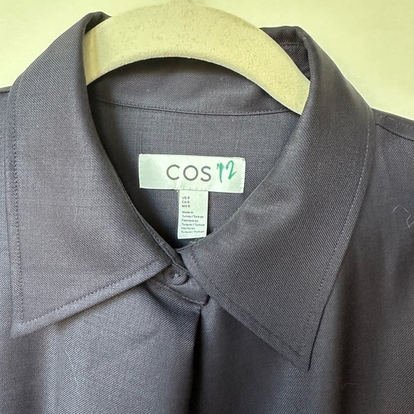 COS Deconstructed Wool Midi Shirt Dress - Collar Button Minimalist Utility sz 8 - Picture 6 of 9